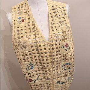 Vintage Embroidered Checkered Vest